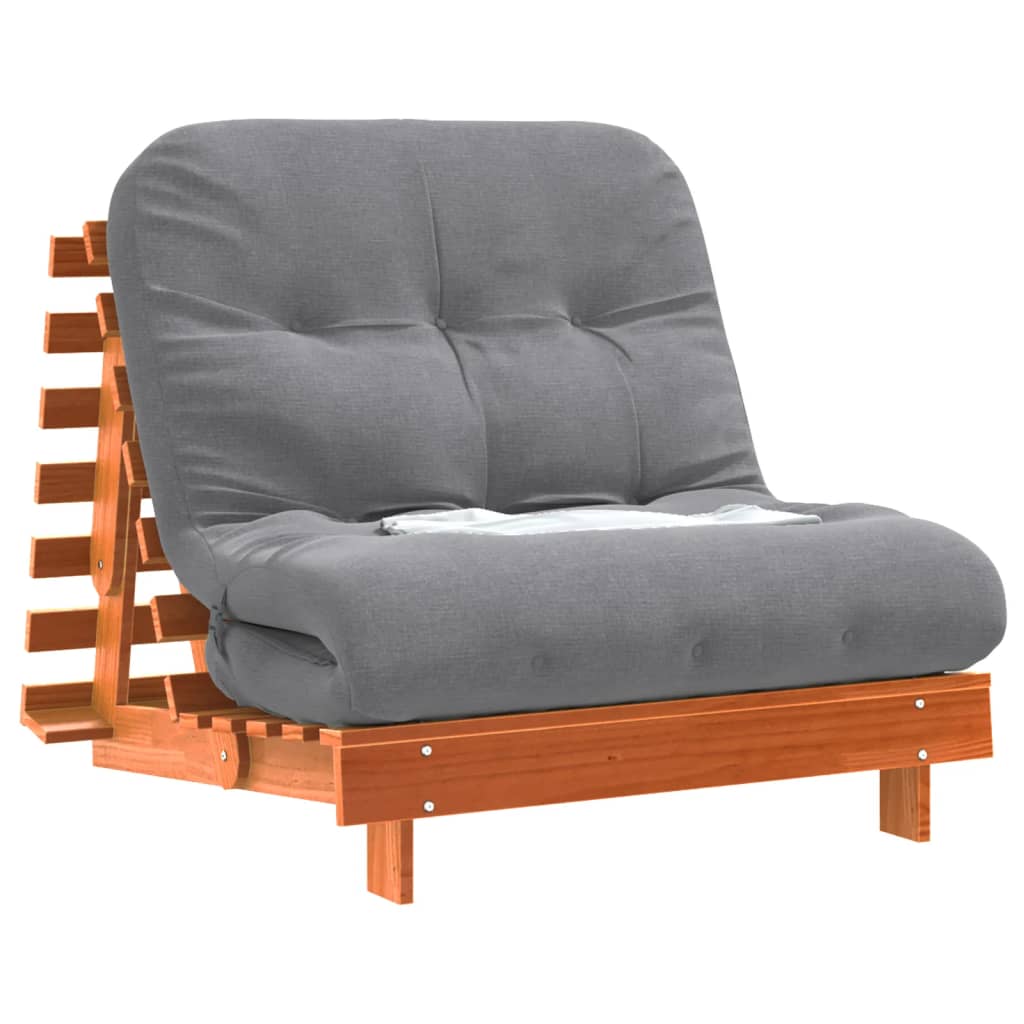 Vidaxl Sofa Rozkładana Futon, Z Materacem, Woskowy Brąz, 90X206X11 Cm