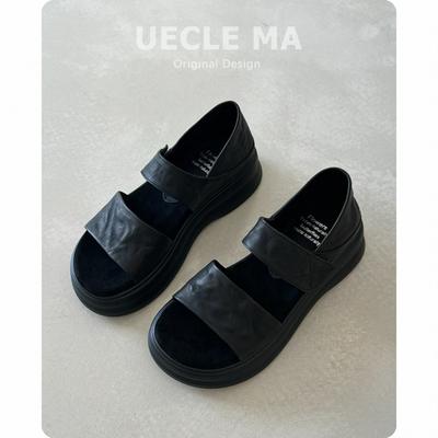 Овчина~ сандалии на платформе женские летние ретро повседневные увеличивающие рост юбка красивые универсальные туфли на мягкой подошве