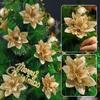10/50pcs Artificial Glitter Christmas Flowers for Xmas Tree Ornament Fake Flower Floral New Year Party Home Decoratio