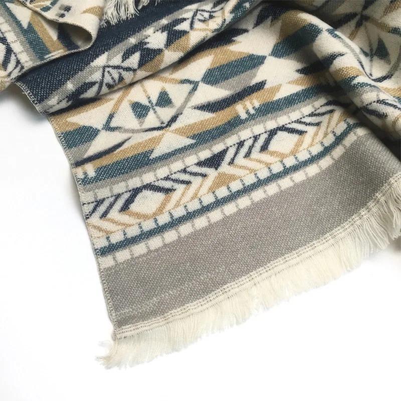 21 Style Big Pendulum Cloak With Hat Arabic Poncho Women Leopard Pocket Shawl Cape Knitted Middle East Split Thick Warm Blanket