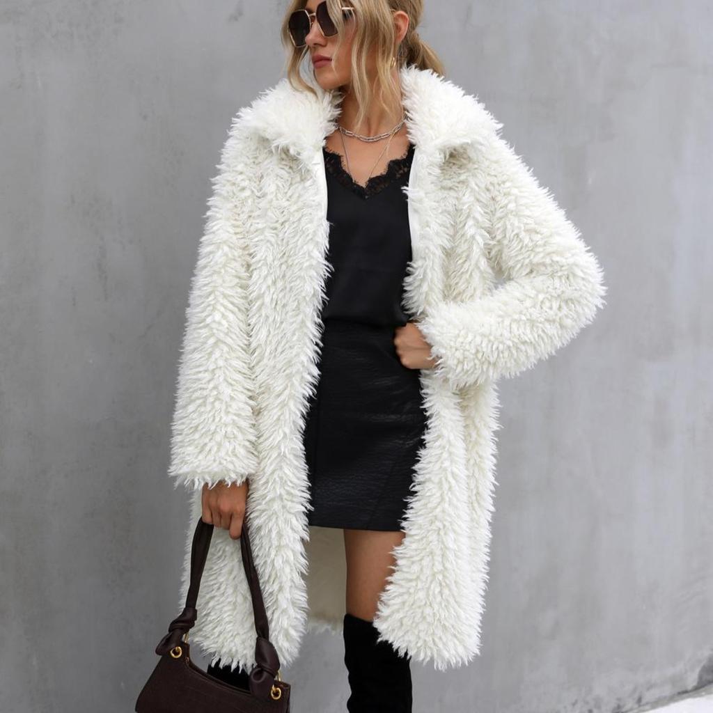 Factory Sell 2023 Spring Autumn Winter Long Faux Fur Coat Women Plush Jacket Ladies Wihite Fluffy Jacket Long Sleeve Fashion Outerwear