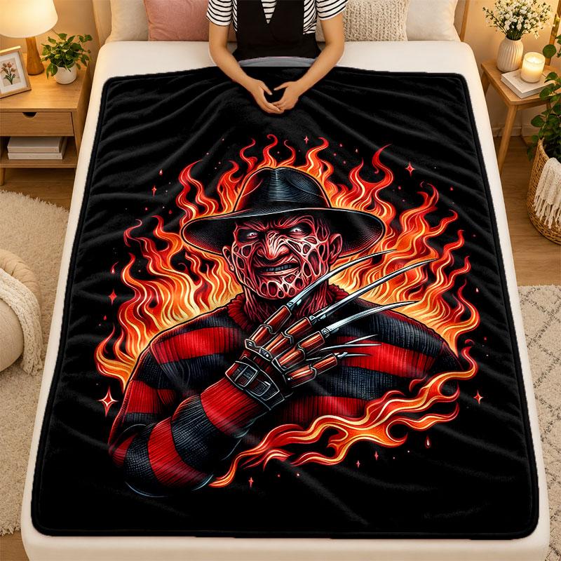 Flannel BlanketHorror Movies Warm Soft Throw Blanket for Indoor Sofa Bed Living Room Use