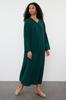 Women's Style Hijab Dress Green Woven Aerobin Dress