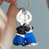 Hugging Pug Each Other Pendant Keychain,Puppy 2D Flat Acrylic Ornament Charm,Hanging Decoration for Car,Bags,Festive,Party,Gift