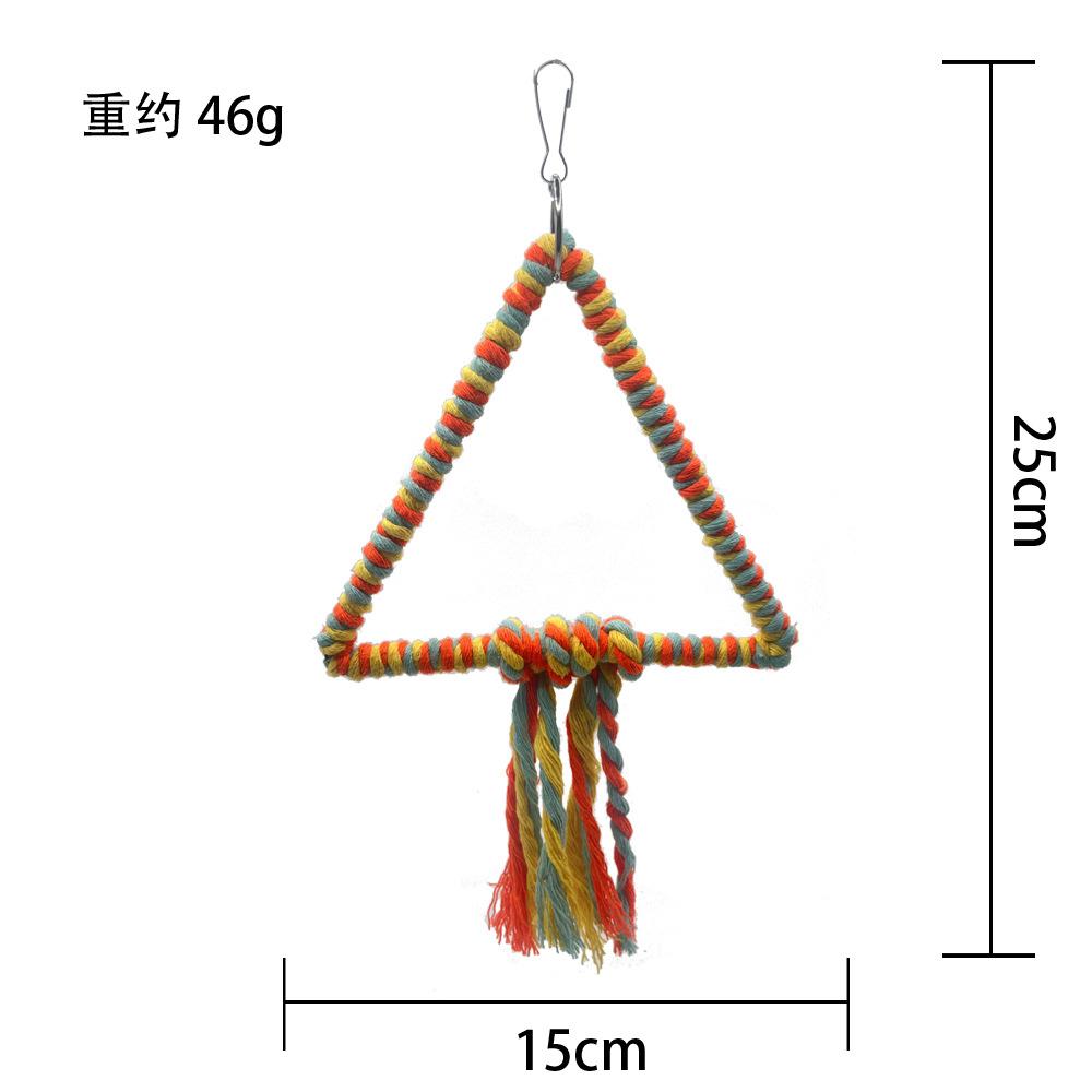 2Pcs triangle cotton rope swing colorful bird toy parrot perch climbing grinder beak stand