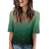 Women's V Neck T Shirts Half Sleeve Tops Printed Casual Summer Tees T Shirt Blouse
