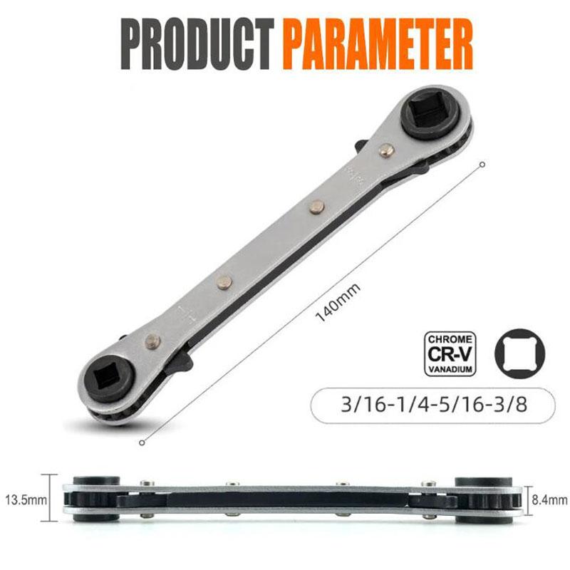 Двусторонний храповый ключ для холодильных клапанов Профессиональный инструмент для кондиционирования и холодильного оборудования 1/4 3/8 3/16 5/16 дюйма