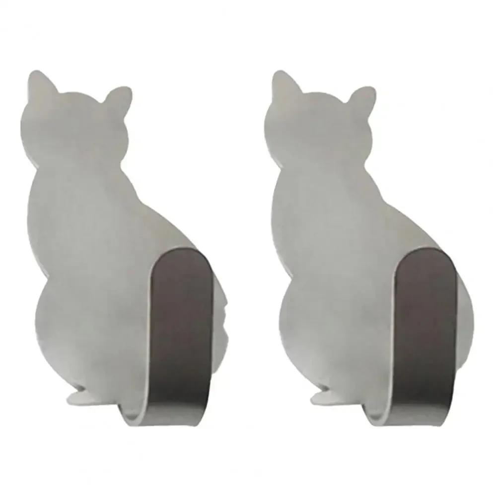 2шт креативные настенные вешалки для ключей в форме кошки крючки из нержавеющей стали без гвоздей самоклеящиеся настенные крючки для полотенец