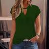 Женские модные топы с коротким рукавом и V-образным вырезом, однотонная футболка
