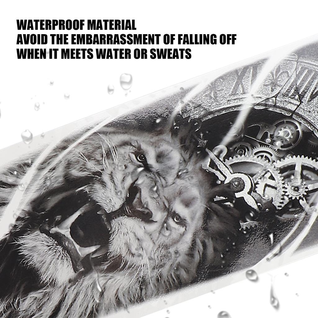 Waterproof Tattoo Stickers Large Full Arm Tiger Fake Temporary Tattoo Stickers 9pcs/Set