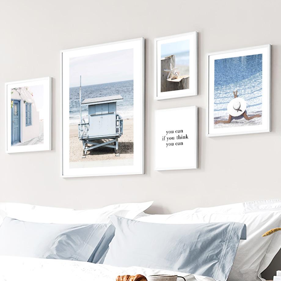 Голубая роза, океан, пляжный велосипед, морская звезда, маяк, постеры и принты, настенная живопись на холсте для гостиной, декоративные фотографии