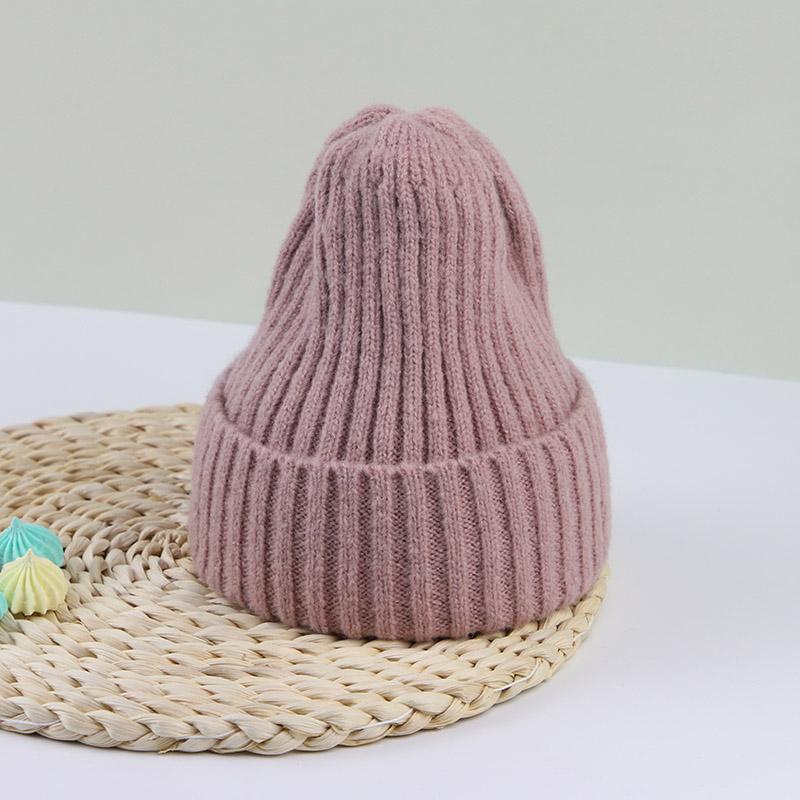 Winter Baby Knit Hat Woolen Warm Kids Crochet Bonnet 6-36 Months Boy Girl Toddler Ear Protection Cap Solid Color Children Beanie