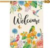 Summer Hummingbird Parrot Welcome Garden ag 28 x 40 Inch Double Sided, French Vintage Peony oral Farmhouse Burlap Large  GGO