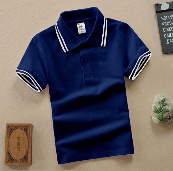 Детская летняя детская одежда с коротким рукавом, средняя и большая детская футболка, хлопковая полосатая рубашка-поло