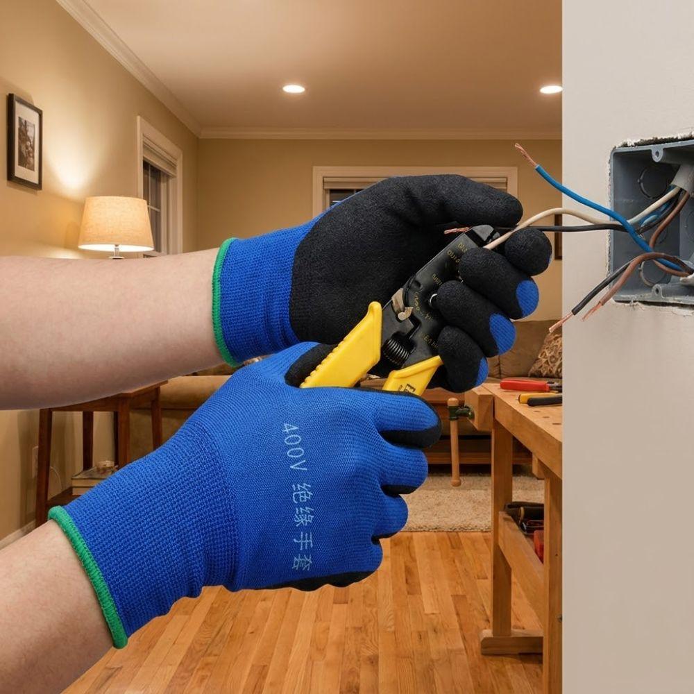 1 Pair Anti-Slip Grip Safety Protective Gloves Electrical Maintenance Gloves Builder Hands