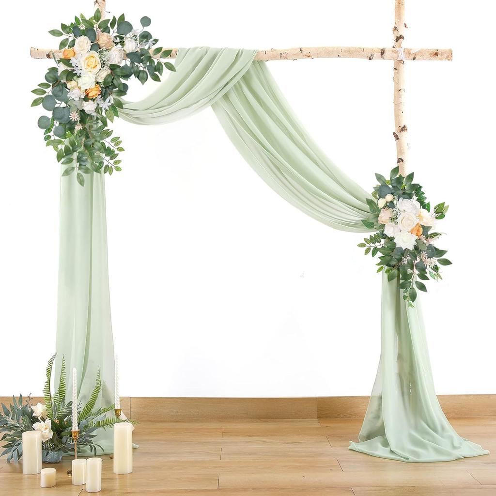 1PC Arch Wedding Veil Lawn Wedding Event Outdoor Decoration Drape Wedding Drapery Table Flag Arrangement