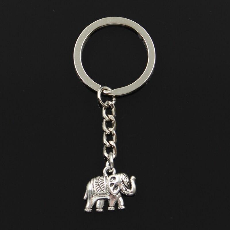 Модный брелок для ключей 30 мм, металлический брелок для ключей, ювелирные изделия, антикварное покрытие, тайский слон, 16x20 мм, подвеска