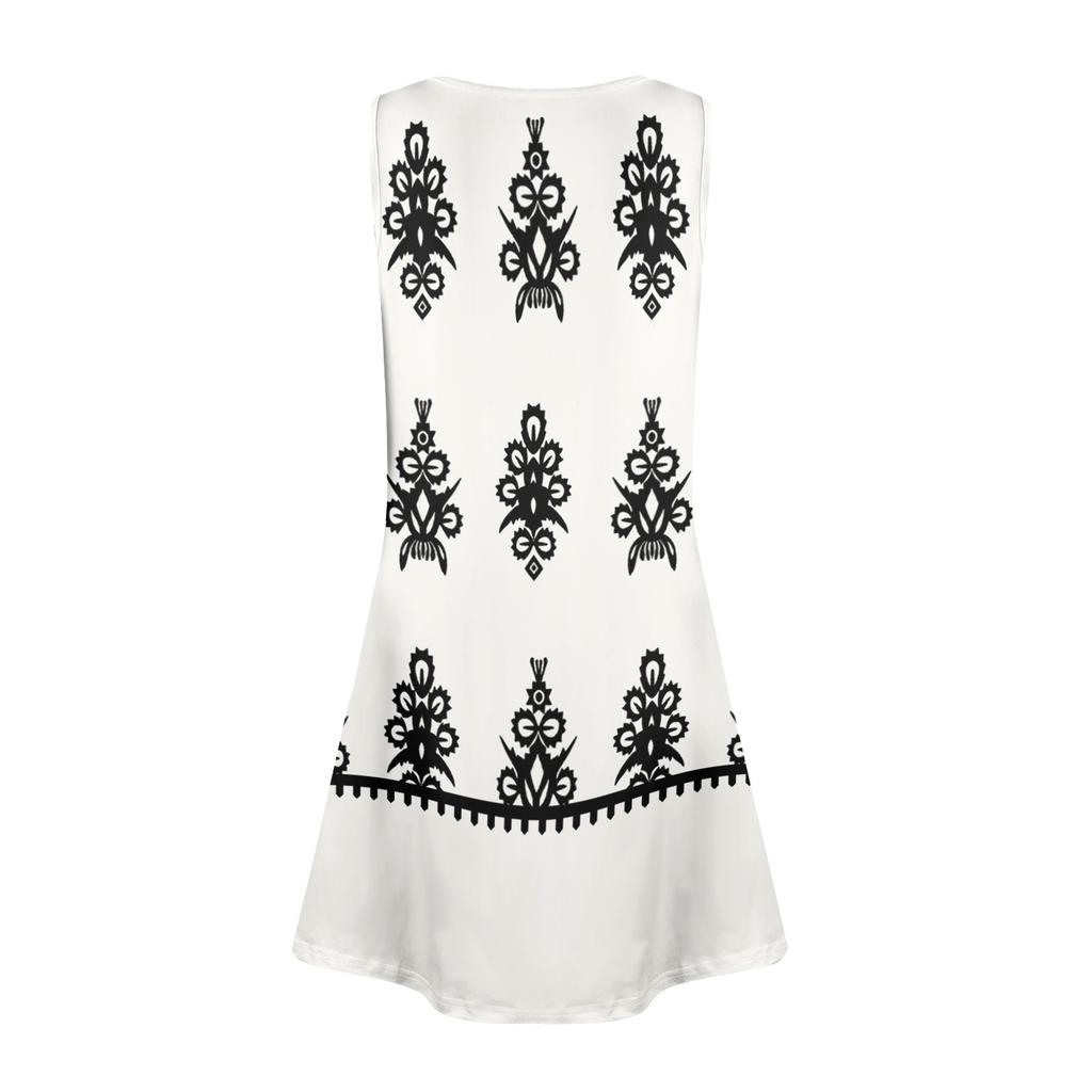 Women's Summer Casual U-shaped Tie Pocket Popular Floral Print Dress