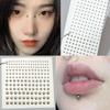 Metallic Fake Piercing Jewelry: Lip, Nose & Eyebrow Studs with Rhinestone Face Stickers