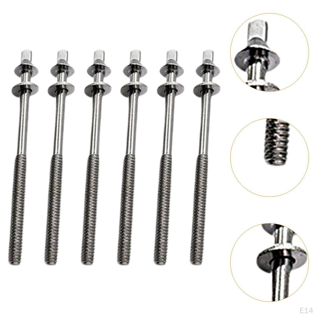 6 Pieces Drum Tension Rods Lug Bolts Screws for Percussion