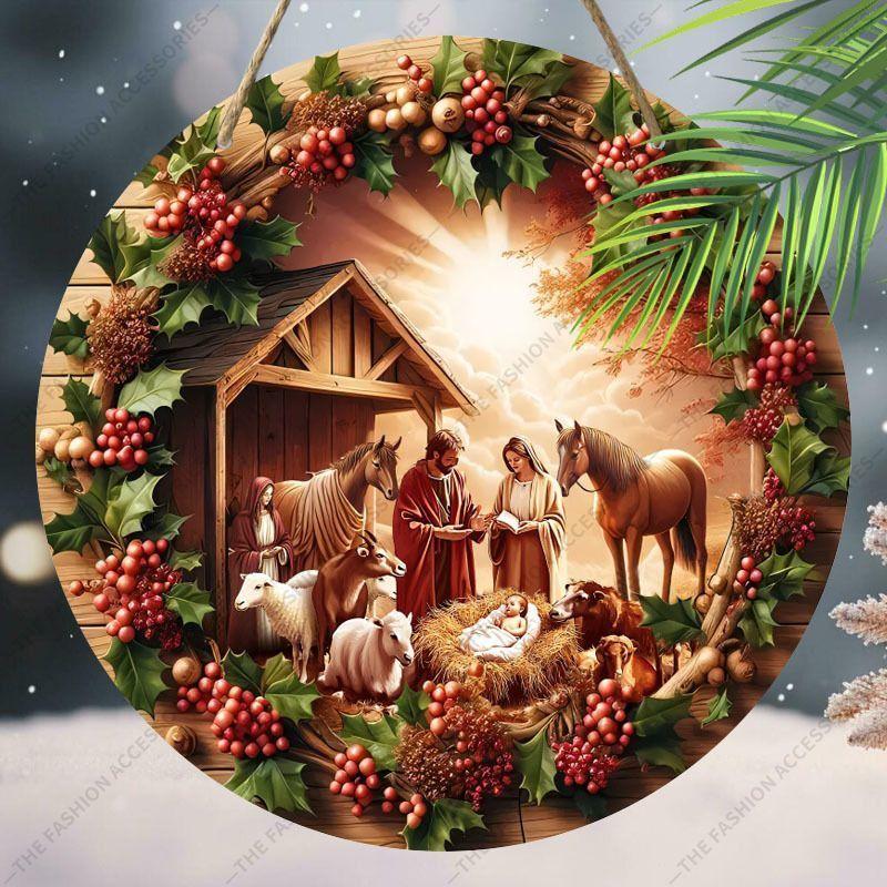 Подвеска «Святая ночь», украшение для стен или дверей дома, плоская деревянная 2D, рождественское украшение, подарки для друзей и семьи