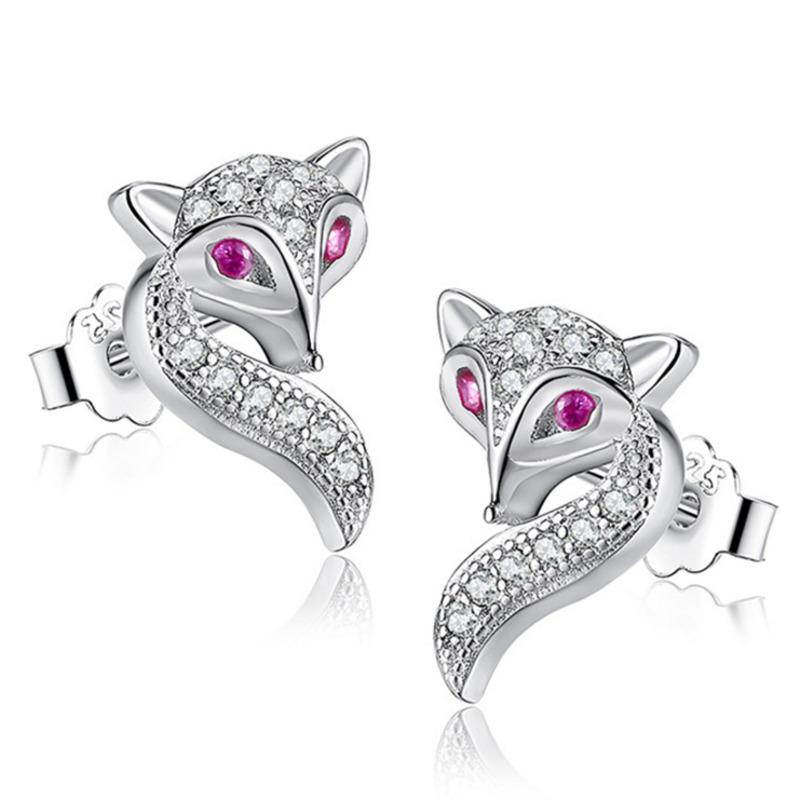 BELLA BOX Модные европейские и американские серьги-пусеты в виде маленькой лисы из имитации чистого серебра, модный аксессуар в корейском стиле, женские украшения