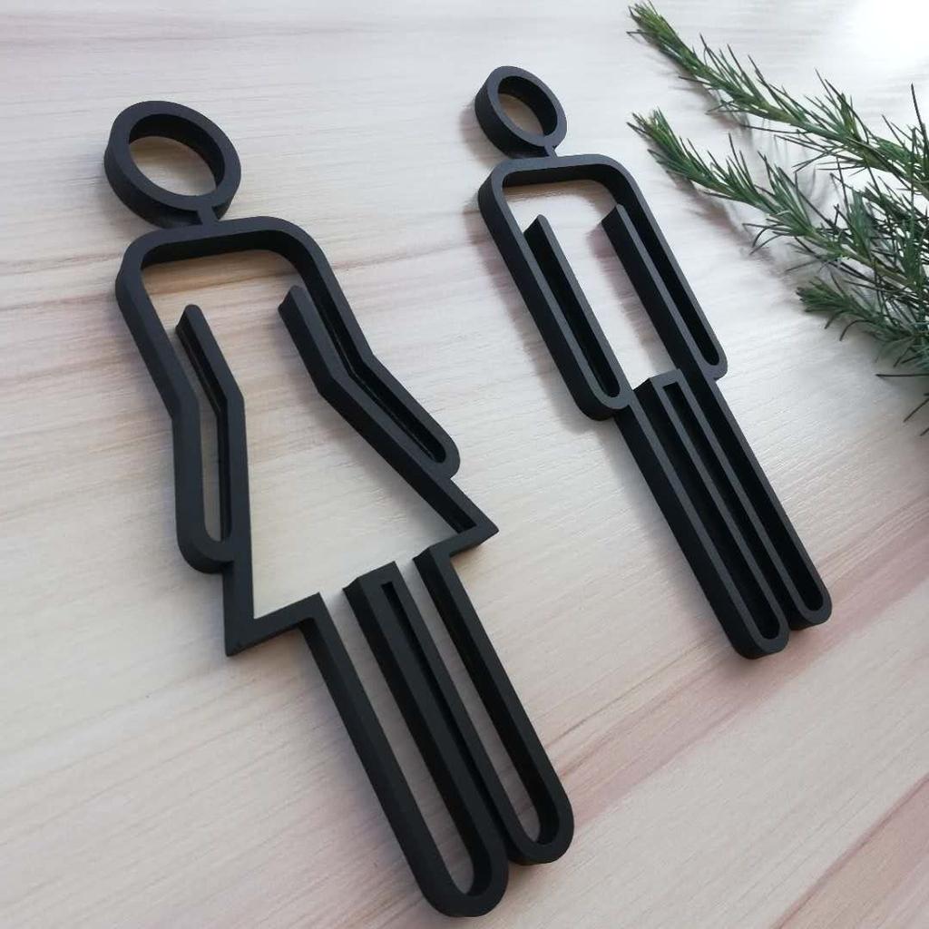 Door Sign for Hotel,Office,Home Creative Restroom Sign Toilet Symbol WC Plaque Bathroom Signage