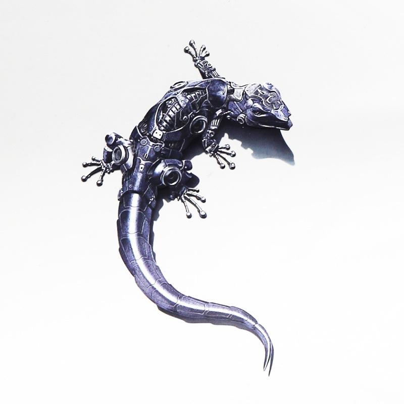 3D автомобильная наклейка оконный геккон Gekko механическая эмблема ящерицы хромированная наклейка из ПВХ