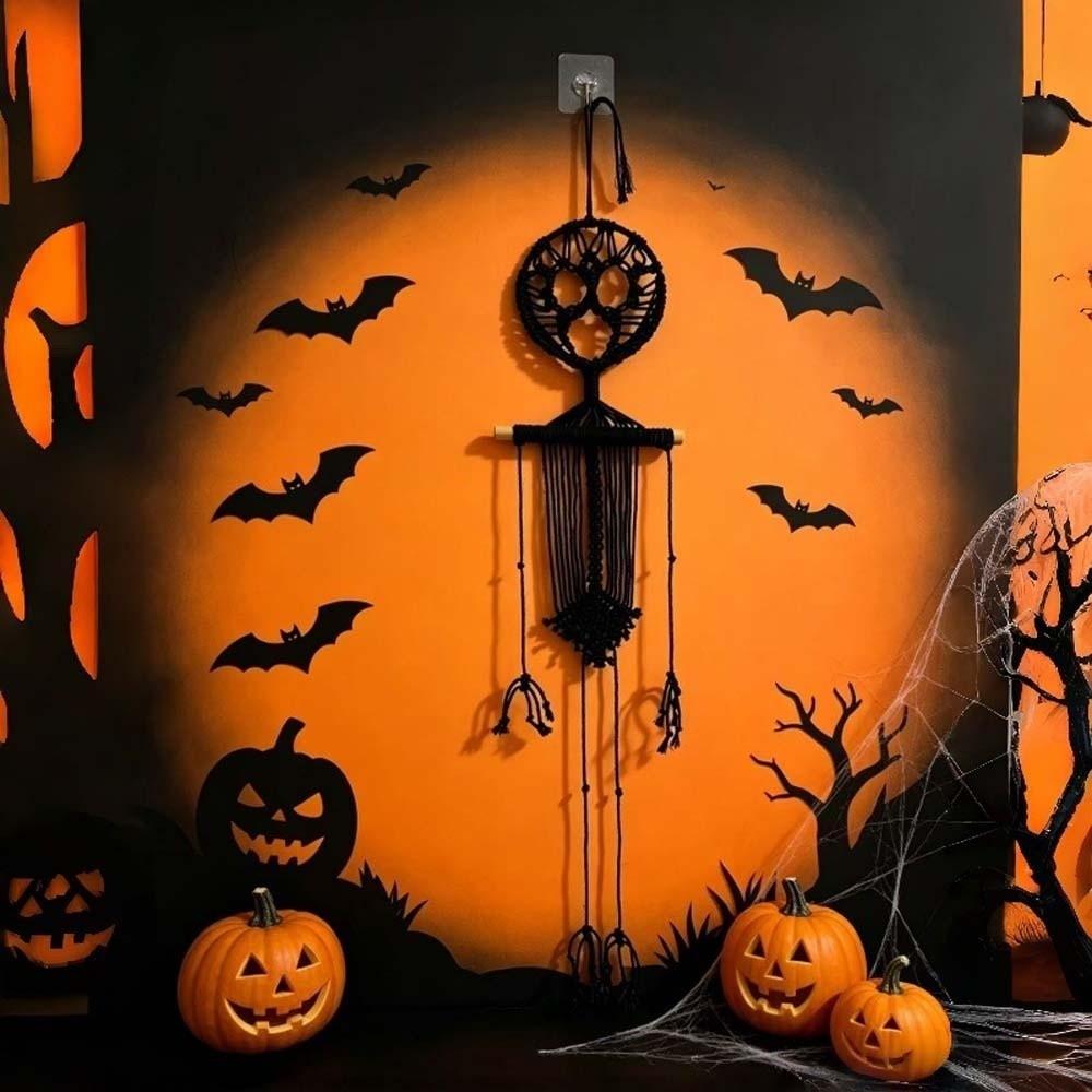 Woven Craft Halloween Macrame Hanging Handmade Cotton Bat Wall Decor  Holiday Decorators