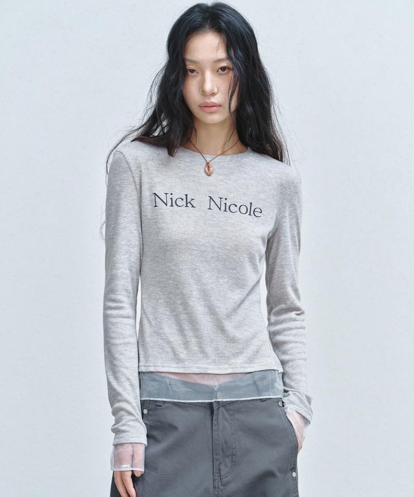 Nigaennikol Nicole Прозрачный многослойный топ с рукавами с логотипом_Серый