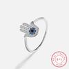 Creative Palm Flower Sapphire Full Zircon Couple Ring For Women Original Sterling Silver Zircon Valentine's Day Gift Jewelry