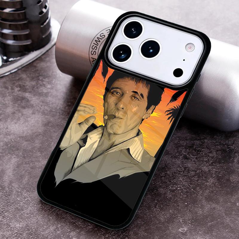 Чехол для телефона с постером Лица со шрамом Тони Монтаны Для iPhone 17,16e,15,14,13,12,11,Mini,Pro,MAX Мягкое Силиконовое Покрытие