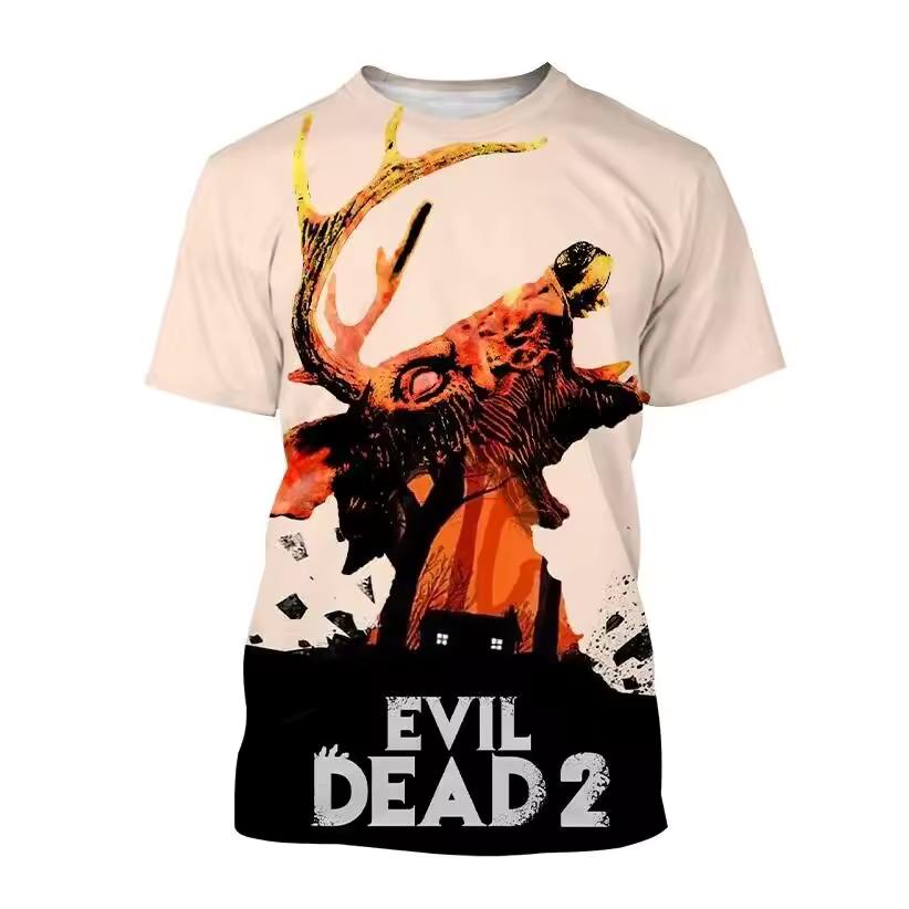 Летние 3D-печатные футболки Evil Dead Мужские Повседневная Мода Уличная Одежда Оверсайз Футболка с коротким рукавом Мужские Футболки Топы Одежда
