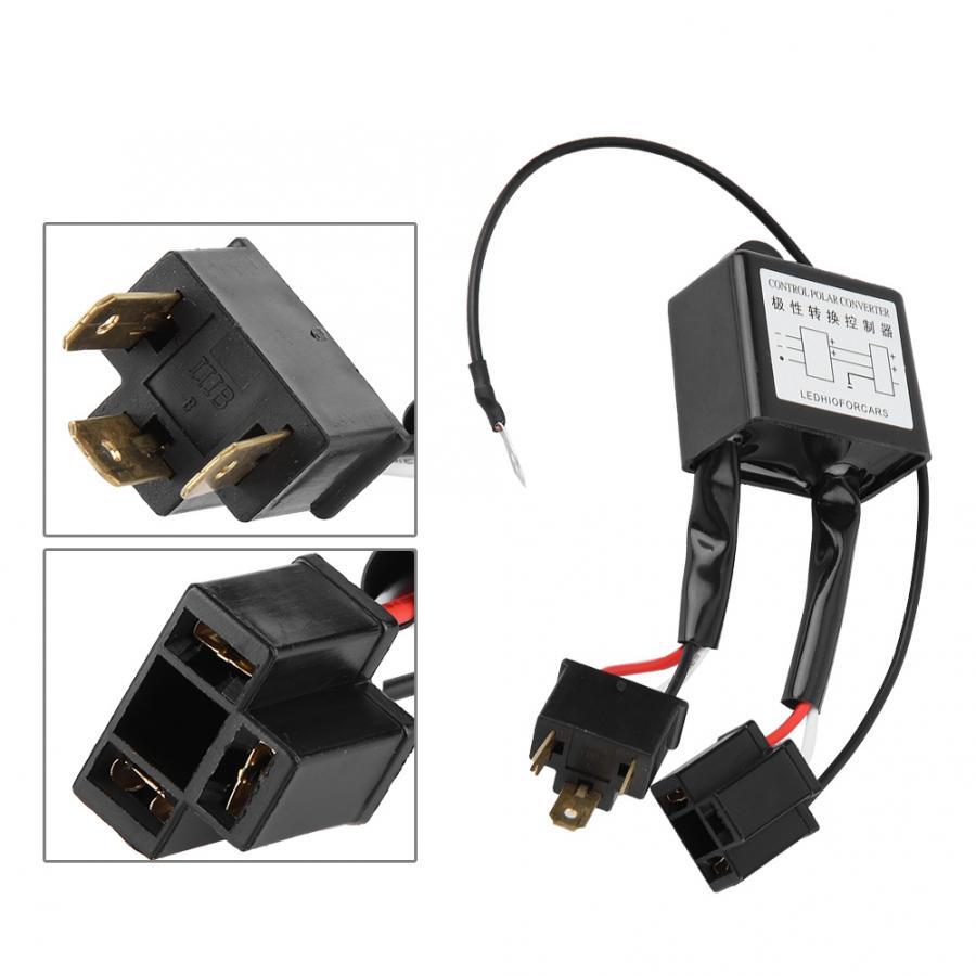 2Pcs H4 LED Reversed Polarity Converter Negative Switch Harness Adapter Polar Inverter for HID Xenon Lighting Car Electrical