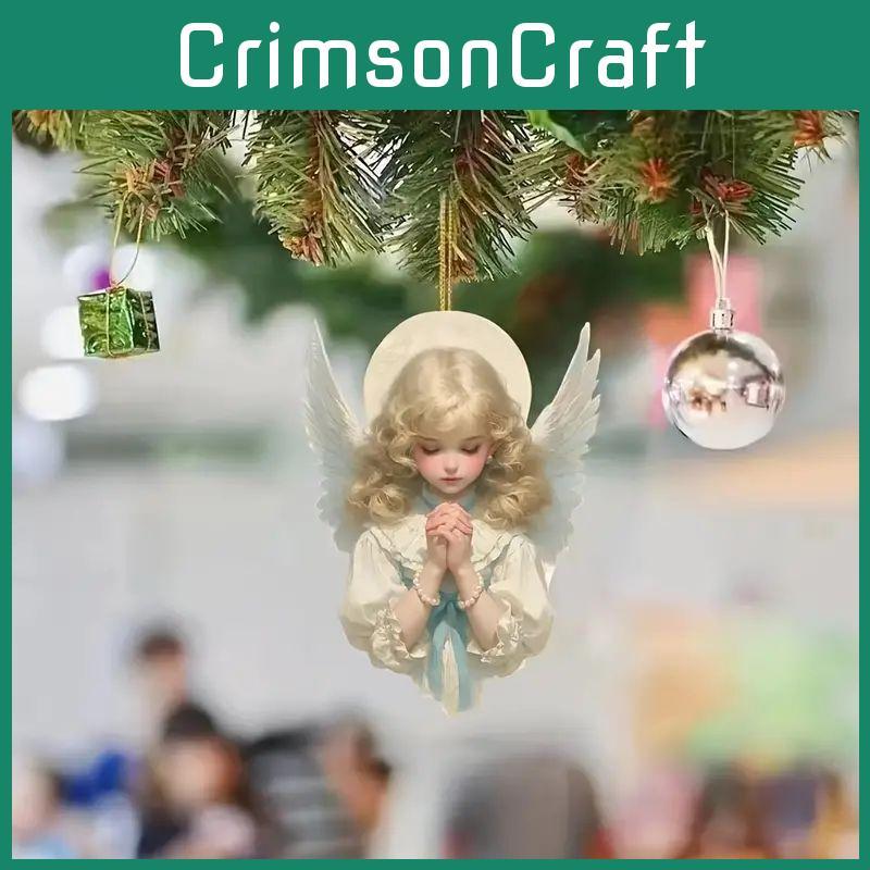 Милый акриловый кулон-ангел, аксессуар для интерьера автомобиля для украшения зеркала заднего вида