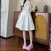 Белая Повседневная Юбка Женская Летняя Новинка Драпировка Высокая Талия А-силуэт Юбка-зонт Пышная Студенческая Юбка На Ветру