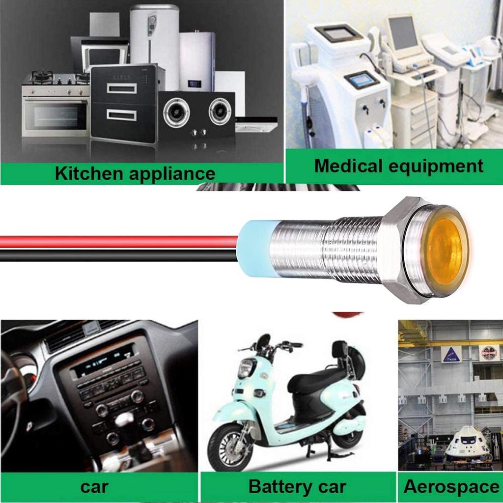 Kiligen 10 шт. 6 мм AC/DC12-24V светодиодный водонепроницаемый индикаторный световой индикатор сигнала (желтый)