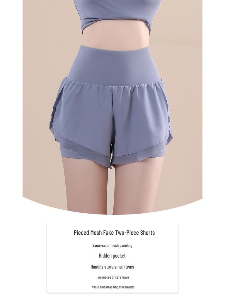 Women's High-Waist Quick-Dry Two-in-One Sports Shorts - Casual, Loose Fit Yoga Pants