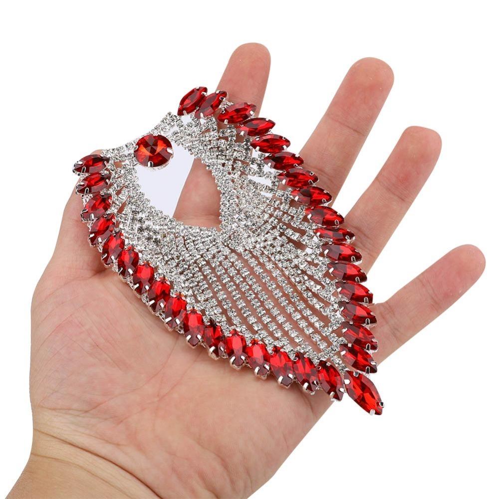2pcs Hollow Design Rhinestone Shoulder Epaulettes AB Colored Horse Eye Rhinestones DIY Clothes