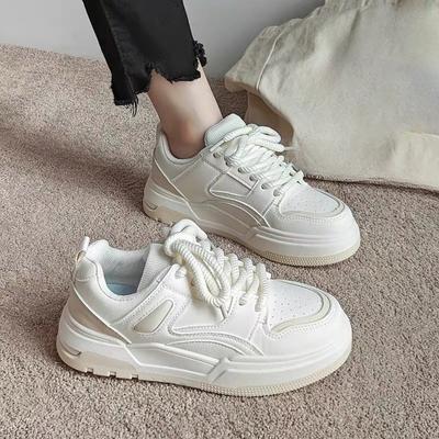 INS Толстая подошва универсальные белые туфли для женщин Весна Новые низкие легкие кроссовки модный тренд студенческая повседневная обувь