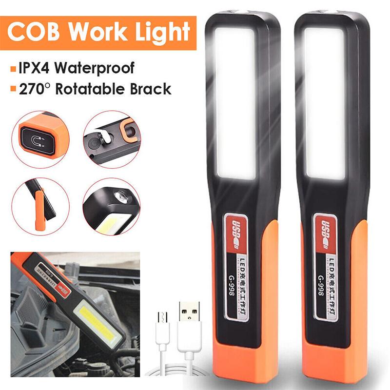 Multifunctional Powerful Cob Led Work Light Portable Rechargeable Flashlight Magnetic Torch Emergency Light Warning Light