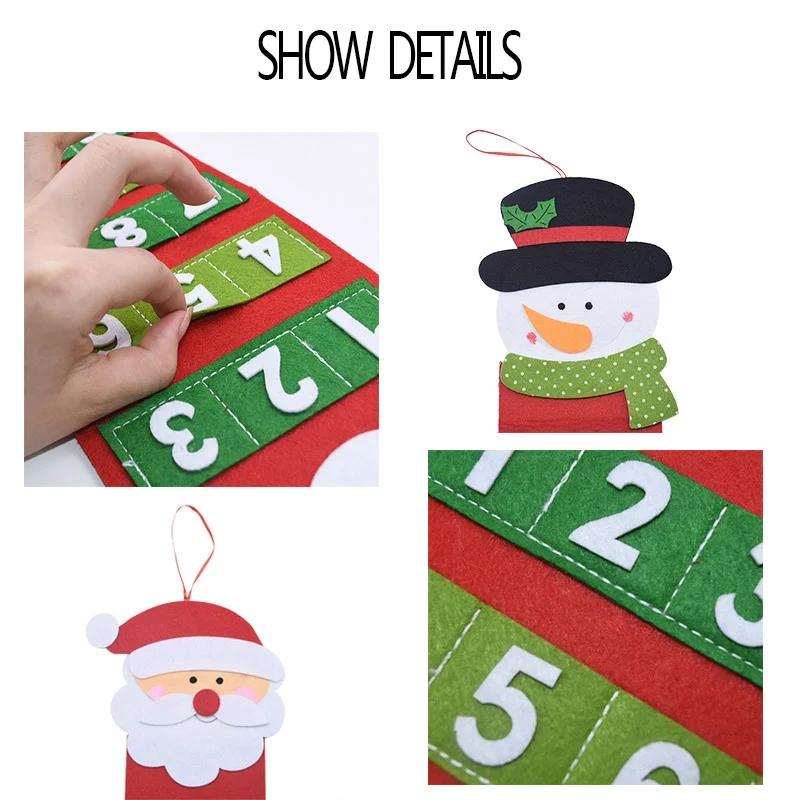 New Year Gift Christmas Calendars Pendant Cartoon Snowman Santa Claus Countdown Calendar Xmas House Wall Hanging Ornament