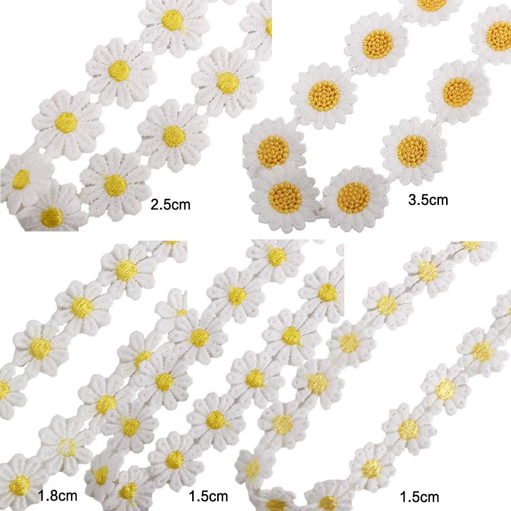 Creative Small Yellow Flower Embroidered Handmade Daisy Lace Trim DIY Craft Ribbon Sewing Supplies