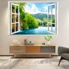 57*90 см 3D Гора Дикое Озеро Природный Пейзаж Ложное Окно Настенная Живопись Гостиная Спальня Съемная Наклейка На Стену Hoom Decor