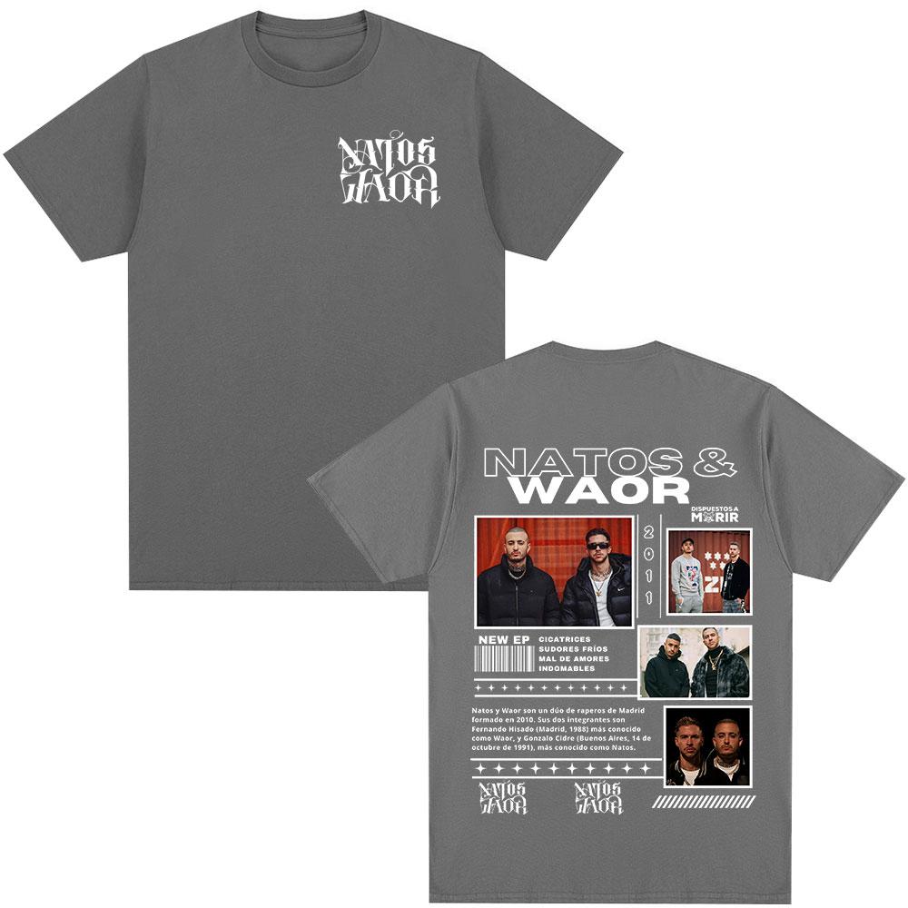 Rapper NATOS WAOR Tour 2025 Graphic T Shirt Unisex Unisex Vintage High Quality Hip Hop Tshirts Cotton Oversized Tshirt Streetwear