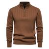 Autumn and Winter New European Size Stand Collar Men's Sweater Half Zipper Solid Color Sweater Men's Clothing