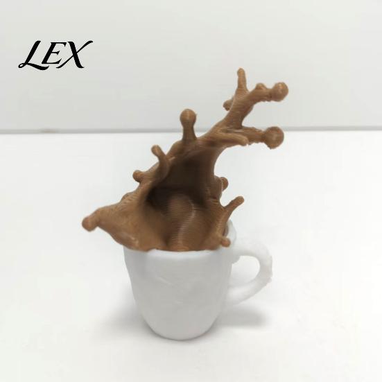 3D Printed Home Decor Spilling Coffee Mug Figurine, Splash Cup Sculpture, Creative Artistic Theme Gifts Tabletop for Office Desktop, Gift Lovers Art