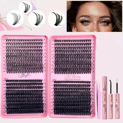 Новый трансграничный продукт: 800 Пучков Ресниц для DIY, 30D, 40D, 50D, 60D Густые, с изгибом D, Сегментированный Набор Накладных Ресниц. 4мл