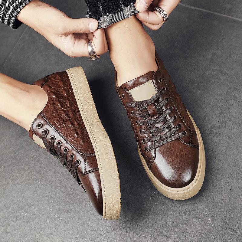 Модные повседневные мужские кроссовки из натуральной кожи, деловые высококачественные туфли на шнуровке, удобные для взрослых, для вечеринок и офисов