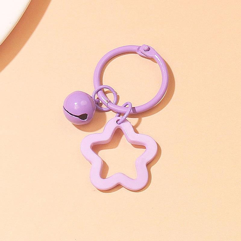 2 шт. корейской версии Ins Small Fresh Color Small Star Bell Keychain Candy Color Keyring Cuestionary Keychain Cuestionary Keychain Accessories